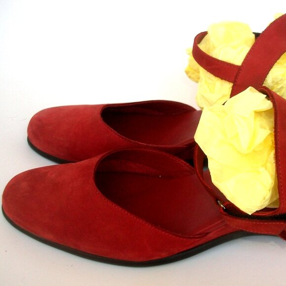 Arche France Eco-Friendly Red Nubuck Mary Jane Wedge Comfort Flats 40M 9M - Picture 6 of 8